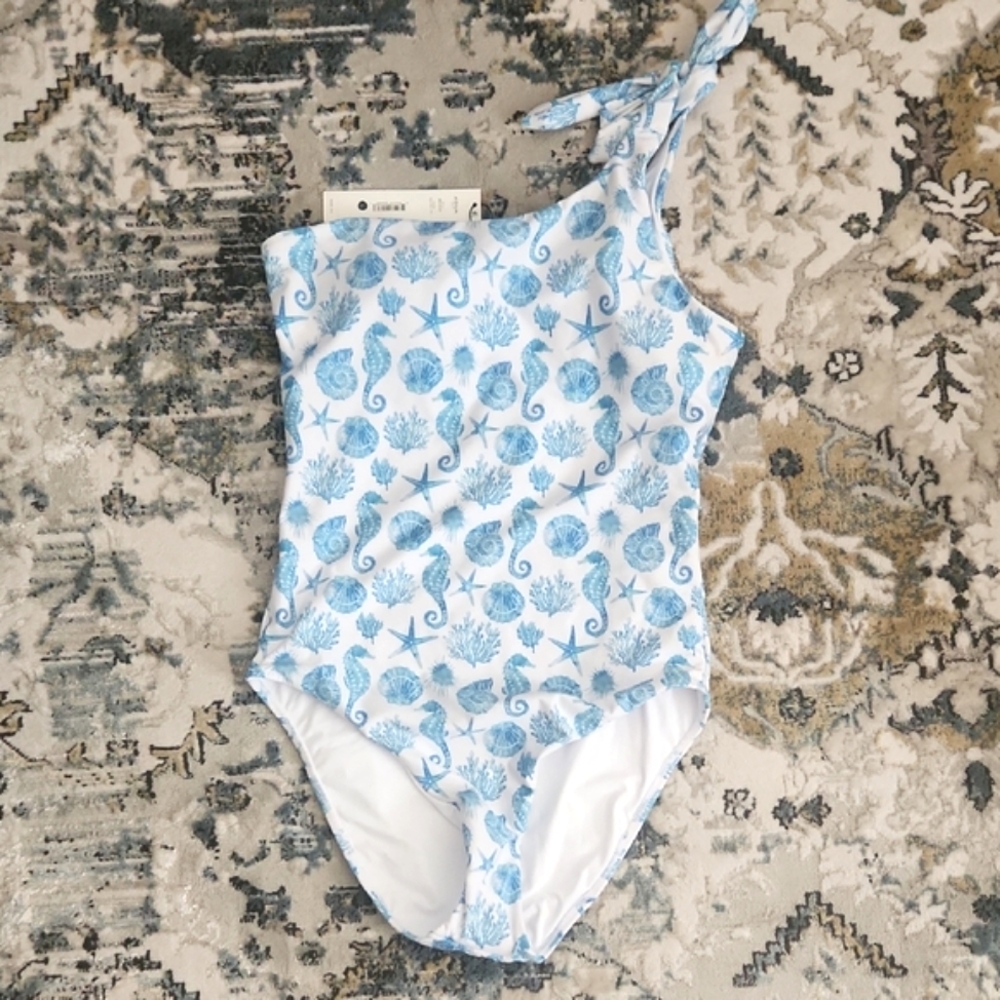 NWT AQUA | One Shoulder Sealife Swimsuit - Picture 3 of 8